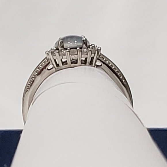 Boulder Opal & White Zircon Halo Ring in Platinum over 925 SS 1.85 cts sz 8 - Picture 6 of 6